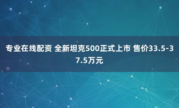 专业在线配资 全新坦克500正式上市 售价33.5-37.5万元